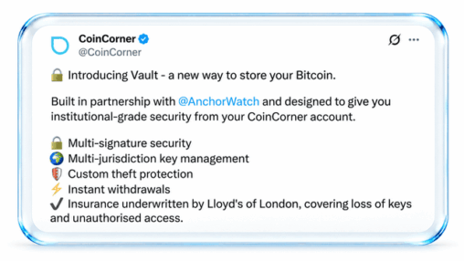 A bitcoin company just launched insured custody at 1.5% a year, betting that after coldcard and the wrench attacks, bitcoiners will pay to give up self custody.