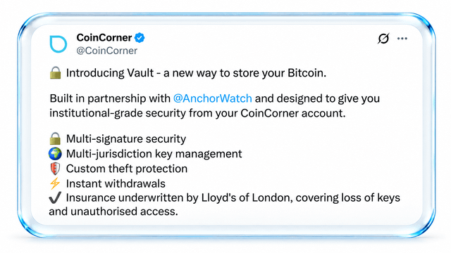 A bitcoin company just launched insured custody at 1.5% a year, betting that after coldcard and the wrench attacks, bitcoiners will pay to give up self custody.