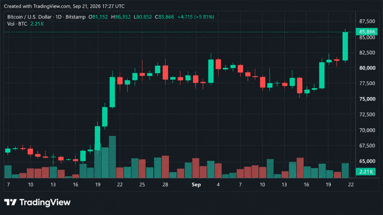 Massive short squeeze sends bitcoin price above $86,000