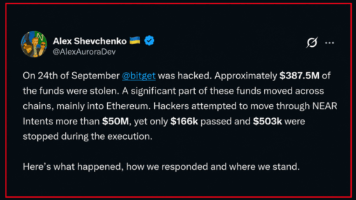 Near intents slams door on $50m in bitget hack laundering flows