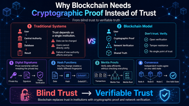 Why blockchain needs cryptographic proof instead of trust?