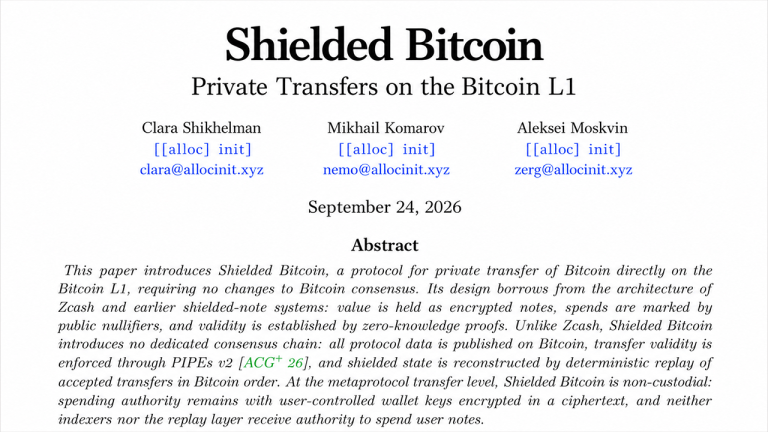Shielded bitcoin proposal aims to bring privacy to bitcoin l1