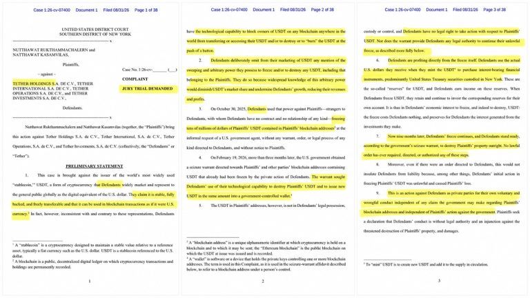 Thai investors sue tether over $42m usdt freeze without warrant