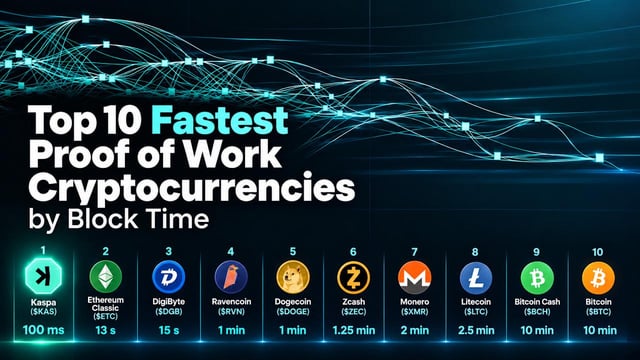 Top 10 fastest proof of work cryptocurrencies by block time
