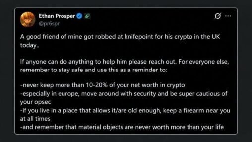 Robbers tied up a uk crypto trader at knifepoint and took $800k