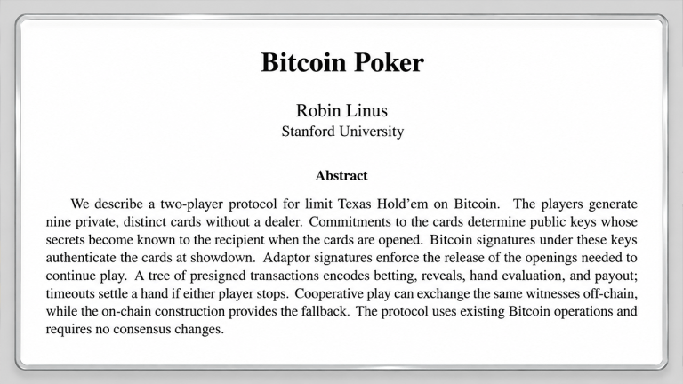 Satoshi’s abandoned poker experiment returns with a bitcoin twist