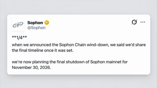 Sophon set to pull plug on layer 2 network after $70m funding push