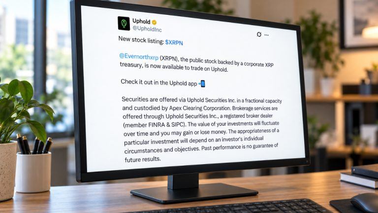 Uphold lists evernorth’s xrpn stock, expanding xrp treasury access