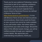 Update on $11750 seizing + account shutdown. they’ve released it and ceased the account shutdown. ✅